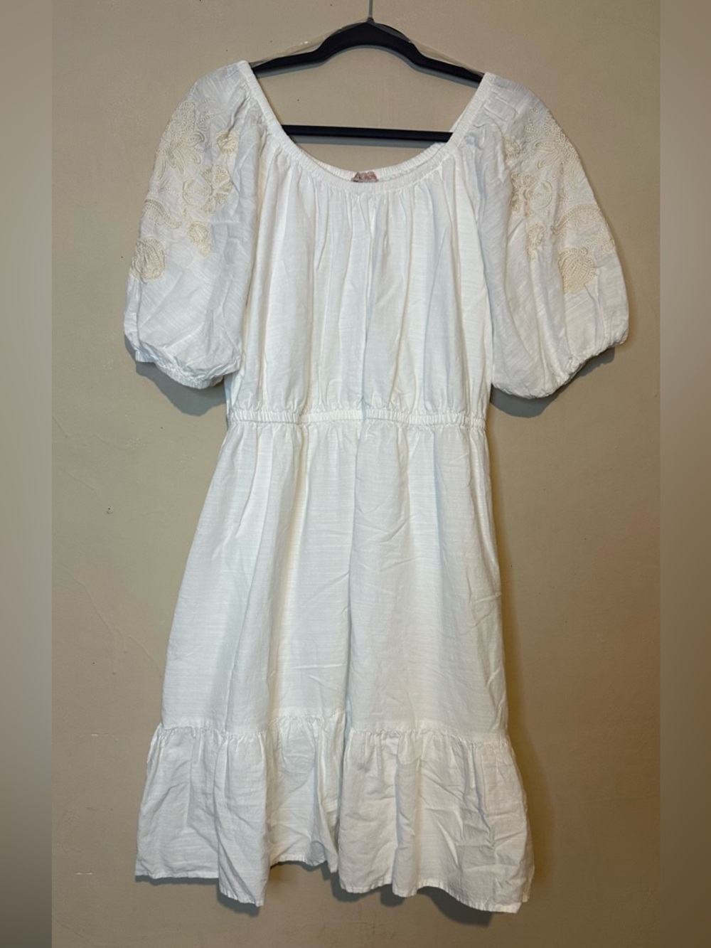 Knox Rose XL White Puff-Sleeve Embroidered Dress
